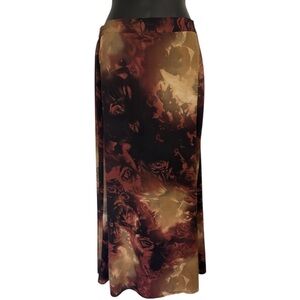 Vintage Elegant Brown and burgundy Floral Women's Skirt